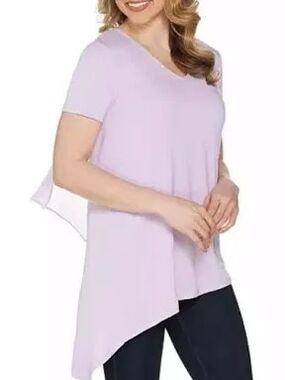 Women's Light Lavender V-Neck Asymmetric Tunic